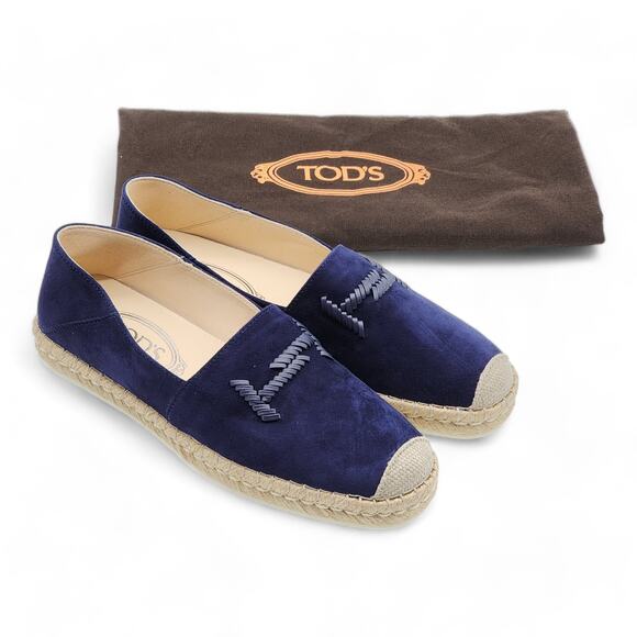 Tod's Suede Whipstitched Espadrilles Navy 36.5 - Picture 8 of 8